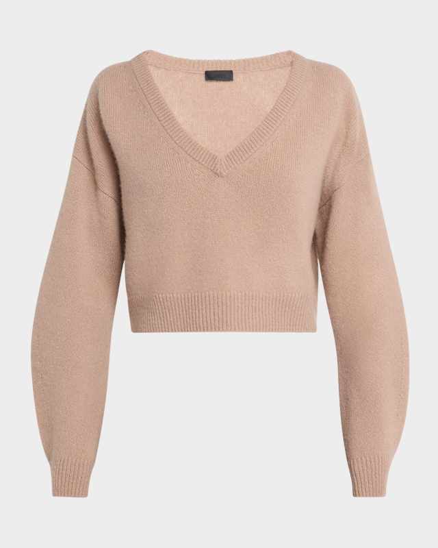 V-Neck Cashmere Cropped Sweat